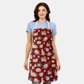 Tablier élégant avec impression de chat floral (Porté)