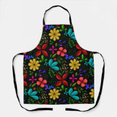 Tablier Elegant Black | Latin American Folk Floral (Recto)