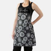 Tablier Elegant Black White Geometric Starburst Name (Insitu)