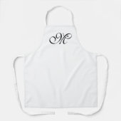 Tablier Élégant blanc script personnalisé monogramme initi (Recto)