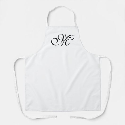 Tablier Élégant blanc script personnalisé monogramme initi (Recto)