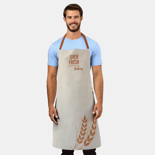 Tablier Élégant Blé Gris Brown Nom Cuisson (Porté)