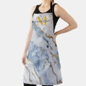 Tablier Elégant bleu blanc maïs doré marbre granit (Insitu)