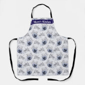 Tablier Élégant bleu floral (Recto)