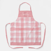 Tablier Élégant Bleu Rose Blanc Plaid Noël (Recto)