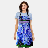 Tablier Élégant bleu violet clair magenta hydrangée floral (Porté)