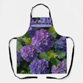 Tablier Elégant bleu violet magenta vert hydrangée florale (Recto)
