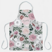 Tablier Elégant Blush rose Fleurs design botanique (Recto)