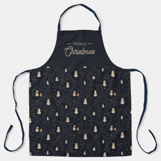 Tablier Élégant Bonhomme de Neige Marine Noël Cuisine