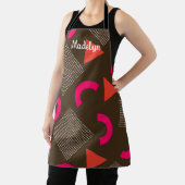 Tablier Elegant Brown Orange Geometric Personalized Name  (Insitu)