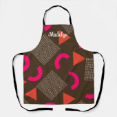Tablier Elegant Brown Orange Geometric Personalized Name  (Recto)