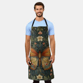 Tablier Élégant buho rétro papillon botanique verdure (Porté)