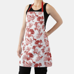 Tablier Elégant cerf en toile rouge Vintage dans le bois