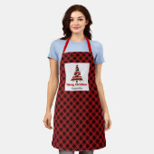Tablier Elegant Checkered Buffalo Plaid Tree Personalized  (Porté)