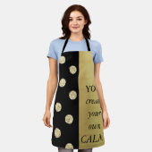 Tablier Elégant Chic Black Gold Dots-Motivational Message (Porté)