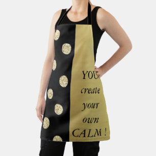 Tablier Elégant Chic Black Gold Dots-Motivational Message