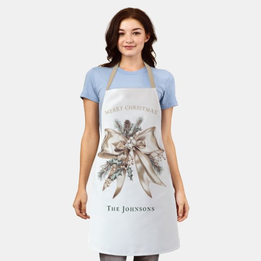 Tablier Elegant Christmas Bow Personalized  (Porté)