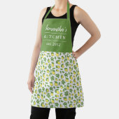 Tablier Élégant citron Motif vert jaune Nom (Insitu)