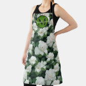 Tablier Élégant classique vert botanique blanc floral (Insitu)