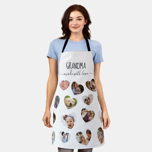 Tablier Élégant Collage Coeur de 16 photos (Porté)