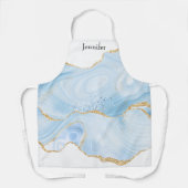 Tablier Élégant Cool Bleu Agate avec ruban Parties scintil (Recto)