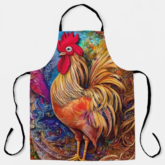 Tablier Élégant coq coloré (Recto)