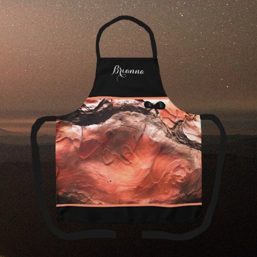 Tablier Elégant Corail Monogrammé Rouge Marbré Apron