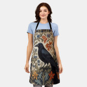 Tablier Elégant corbeau noir William Morris Inspiré Floral (Porté)