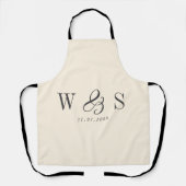 Tablier Élégant couple mariage initial crème naturelle (Recto)