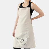 Tablier Élégant couple mariage initial crème naturelle (Insitu)