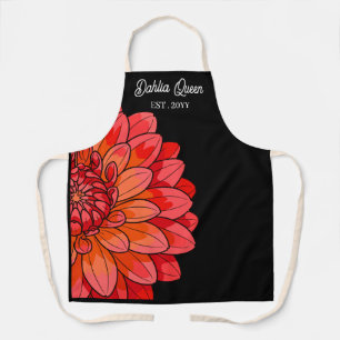 Tablier Élégant Dahlia Corail Fleur Branding Entreprise