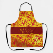 Tablier Elégant Damas rouge et texture or (Recto)