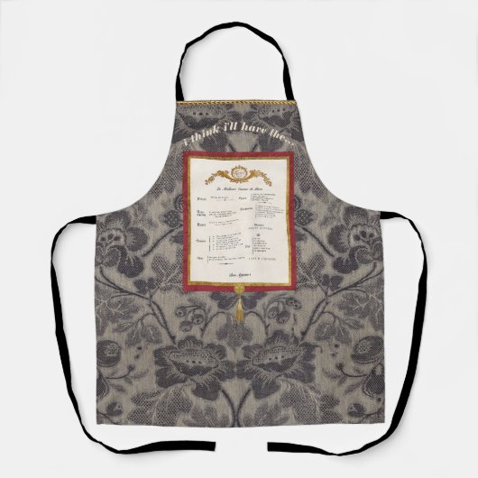 Tablier élégant damassé Menu Français (Recto)