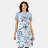 Tablier Elegant Delft Blue et White Floral (Porté)