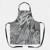 Tablier Élégant dessin de Feuilles de Monogramme noir et b (Recto)
