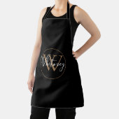 Tablier Élégant élégant Noir Or Monogramme Nom du script (Insitu)