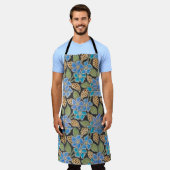 Tablier Élégant Fleur Bleu Périwinkle Floral Classic (Porté)