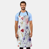 Tablier Elégant Fleur sauvage aquarelle (Porté)