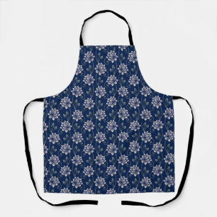 Tablier Élégant floral bleu