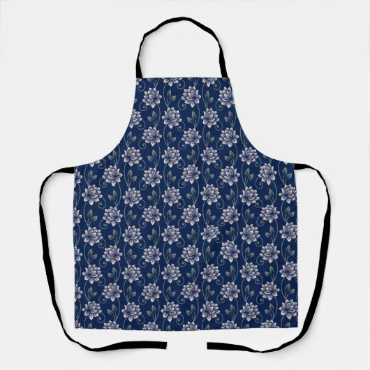 Tablier Élégant floral bleu (Recto)