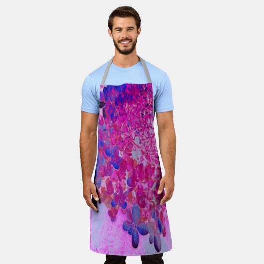 Tablier Elégant Fuchsia et bleu foncé Limelight Hydrangea (Porté)