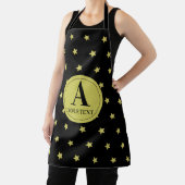 Tablier Elegant Gold & Black Star Pattern Monogram (Insitu)