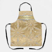 Tablier Élégant Gold Snowflake Sparkle Diamond Personnalis (Recto)