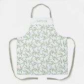 Tablier Elegant Green Watercolor Leaves Botanical Pattern  (Recto)