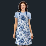 Tablier Elégant Jardin Vintage Floral Anglais<br><div class="desc">Un beau tablier de boulangerie bleu et blanc agrémenté d'un motif de jardin anglais fleuri. Fait un grand cadeau pour un ami. Personnalisez-le pour un cadeau d'anniversaire mignon. Conçu pour vous par Blackberry Boulevard.</div>