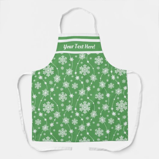 Tablier Élégant Kelly Green Winter White Snowflake Motif (Recto)