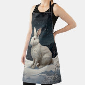 Tablier Elégant lapin blanc Noël forêt enneigée (Insitu)