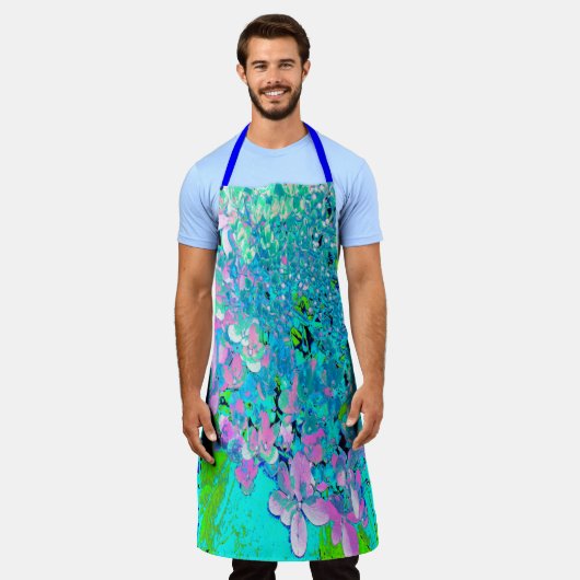 Tablier Élégant Limelight rose et bleu Hydrangea (Porté)