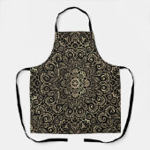 Tablier Élégant mandala noir et or de style (Recto)