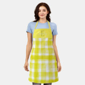 Tablier Élégant mignon jaune vif blanc plaid Noël (Porté)